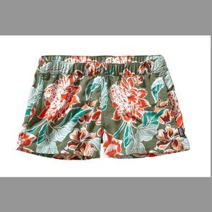 Patagonia W's Barely Baggies Shorts - 2 1/2" - Size Medium - Floral Green Peach